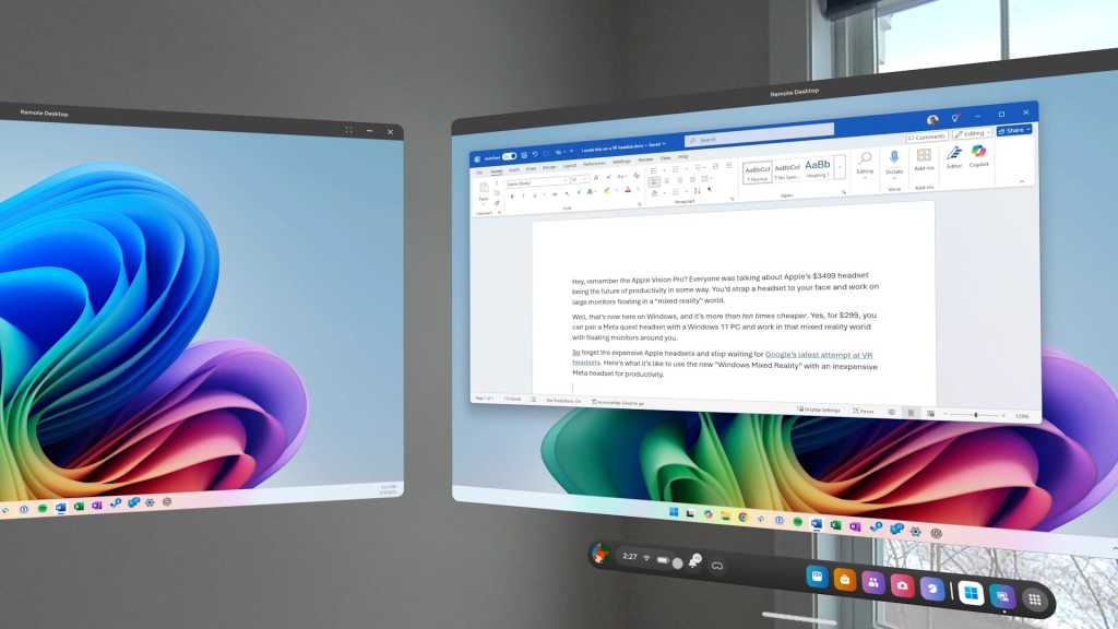 Windows desktop on Meta Quest headset