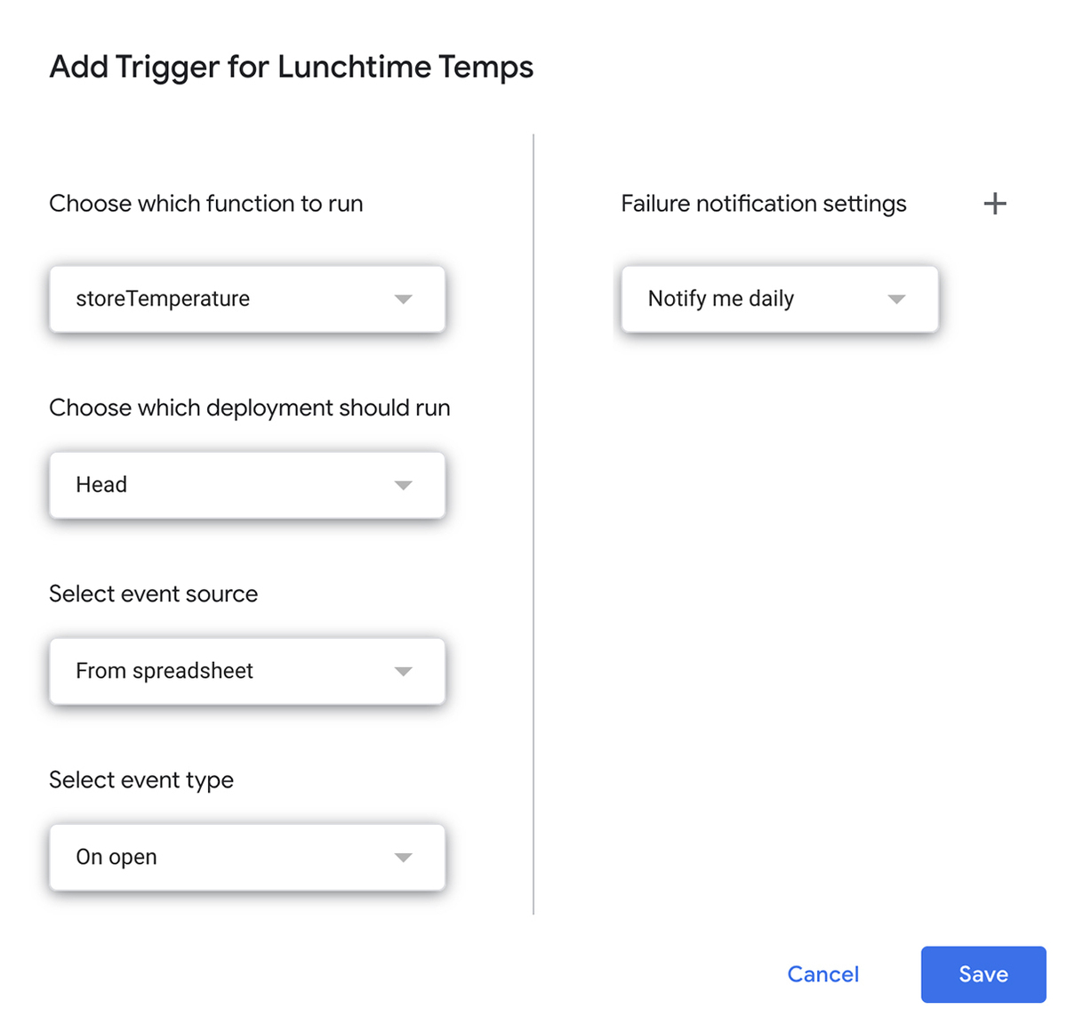 google sheets auto update 09 add trigger