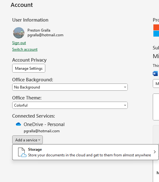 add a service dropdown in excel account screen